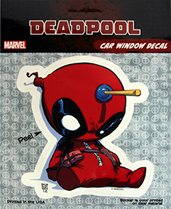 Marvel Deadpool Cartoon Doll with Arrow Decal Sticker