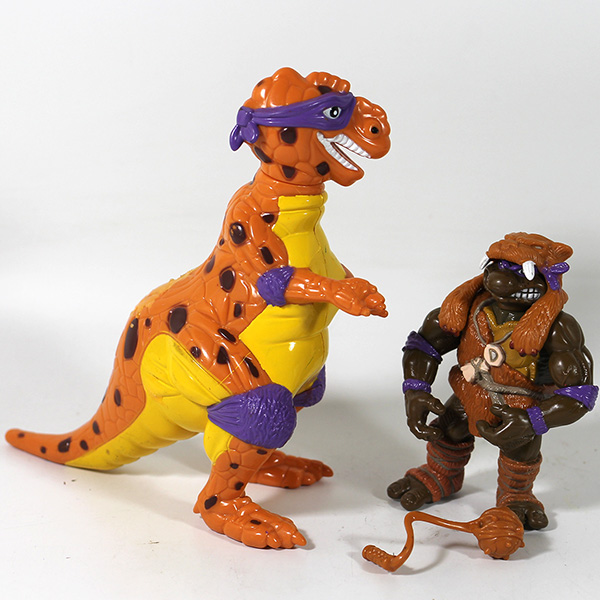 Vintage TMNT Cave Turtle Don and his Trippy Tyrannosaurus Loose Figures