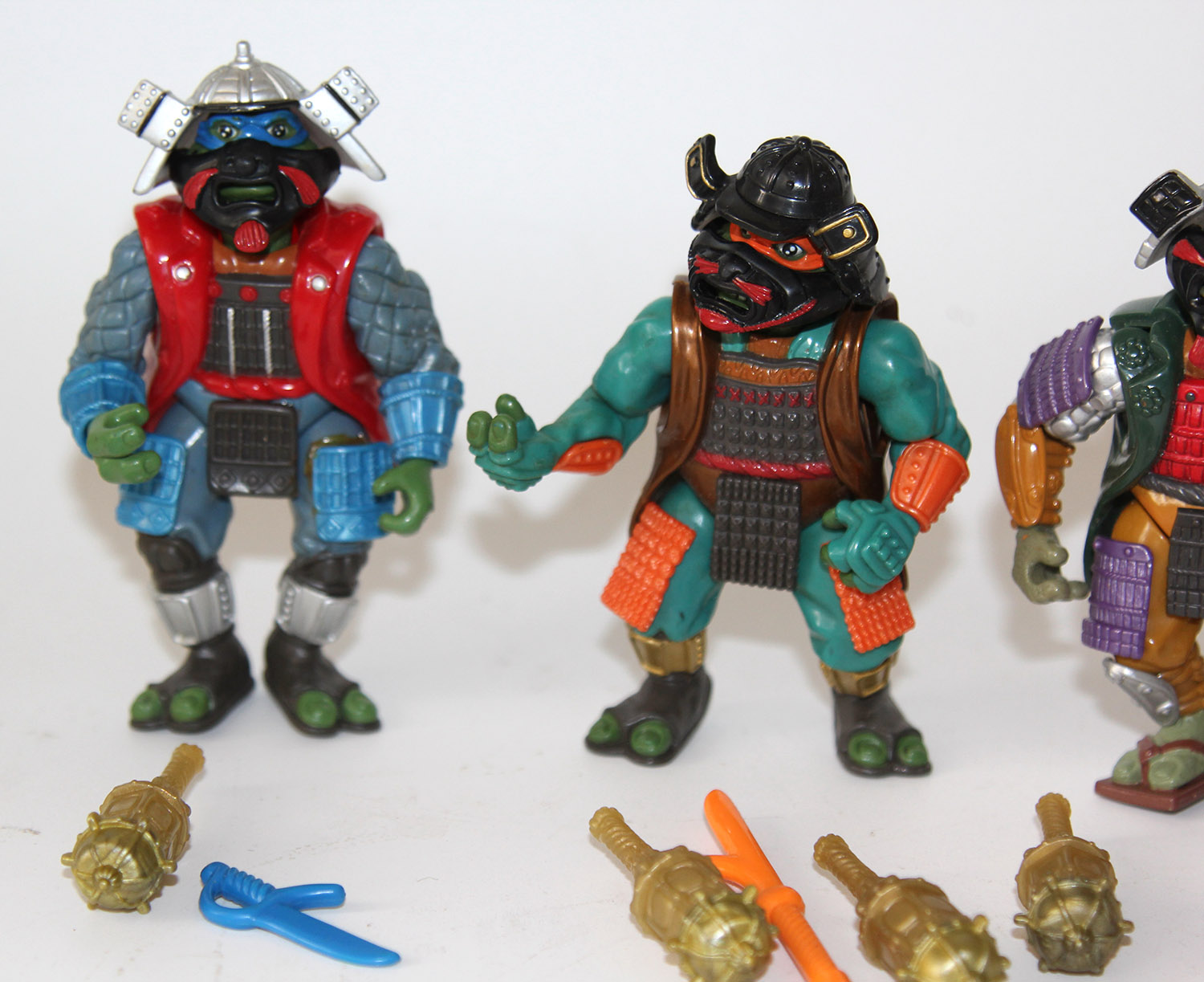 Vintage TMNT Movie III Samurai Turtles Loose Lot of 4 Action Figures