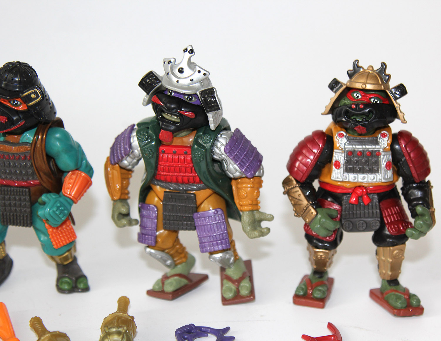 Vintage TMNT Movie III Samurai Turtles Loose Lot of 4 Action Figures