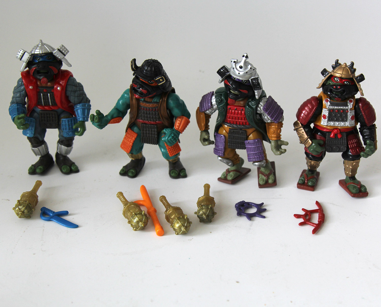Vintage TMNT Movie III Samurai Turtles Loose Lot of 4 Action Figures